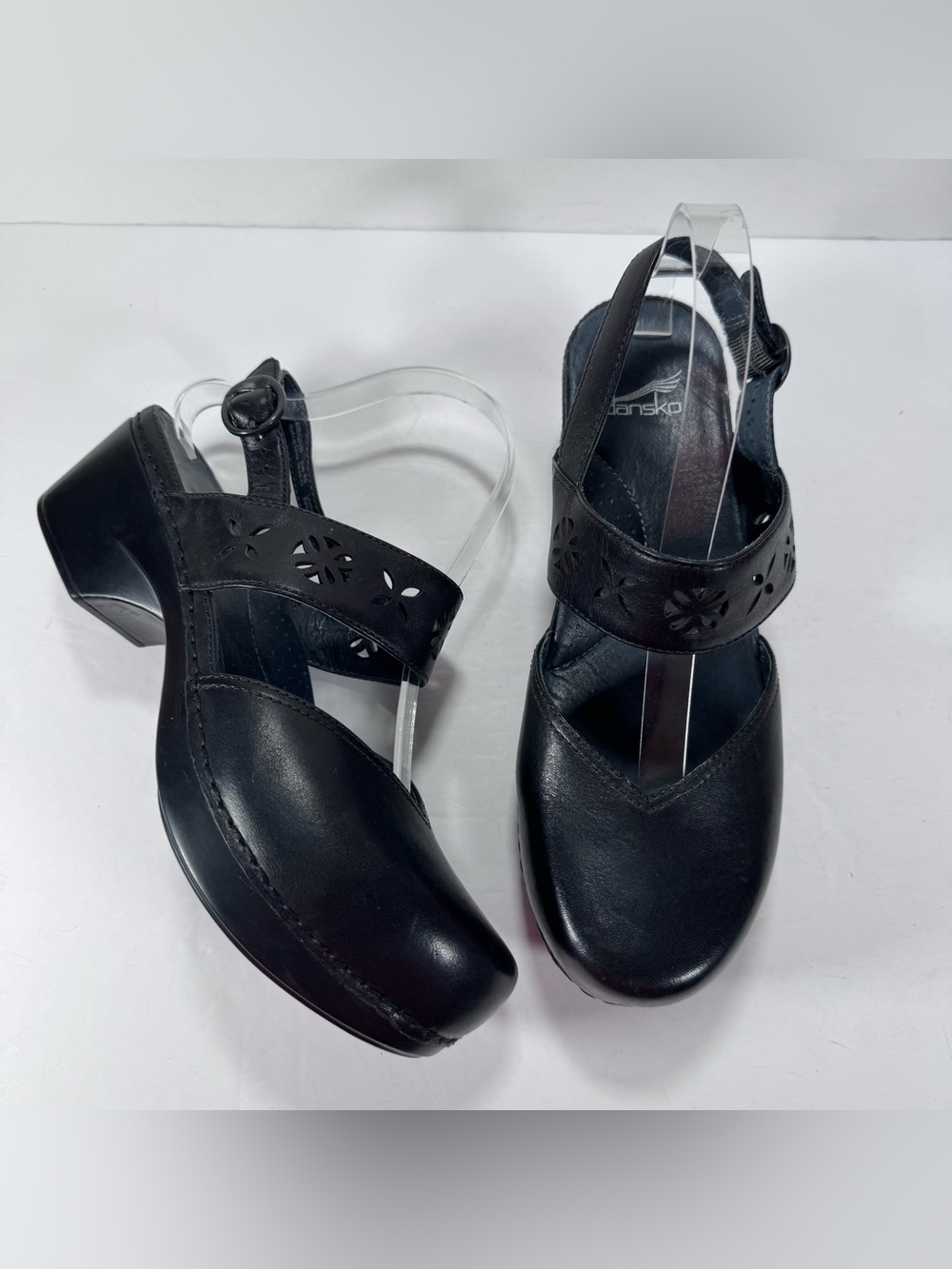 Dansko Black Leather Trista Mary Jane Comfort Shoe Clogs Women Size 10